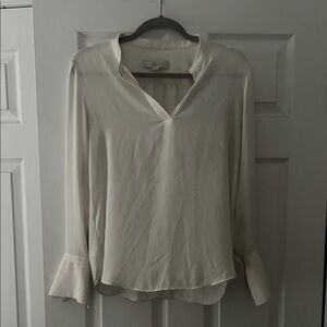 LOFT Cream V-Neck Blouse
